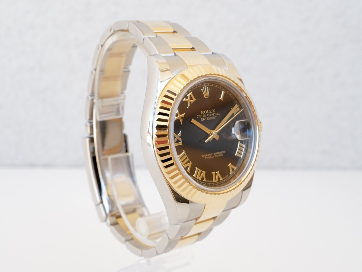 Swiss watch Rolex Datejust II 41 Oyster 18K Yellow Gold Steel Black Roman Dial