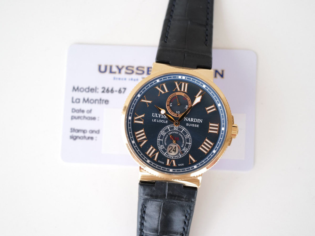 Swiss watch Ulysse Nardin Marine Chronometer 43 Blue Dial 18K Rose Gold