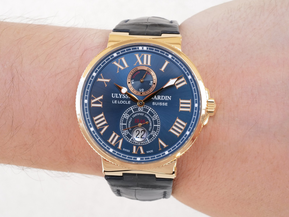 Swiss watch Ulysse Nardin Marine Chronometer 43 Blue Dial 18K Rose Gold