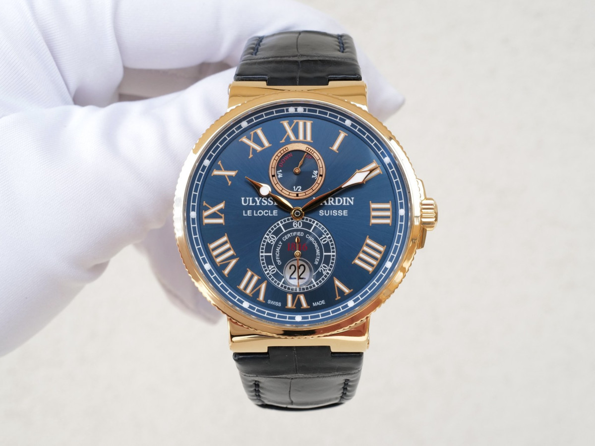 Swiss watch Ulysse Nardin Marine Chronometer 43 Blue Dial 18K Rose Gold