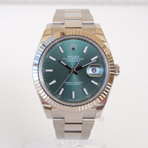 Швейцарские часы Rolex Datejust 41 Mint Green Dial Oyster