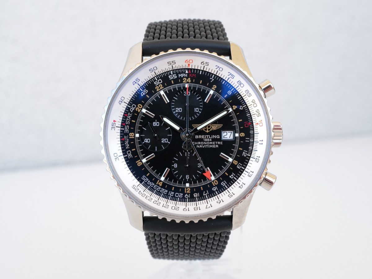 Швейцарський годинник Breitling Navitimer 1 Black Dial Rubber Strap GMT 46