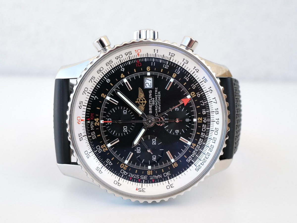 Швейцарський годинник Breitling Navitimer 1 Black Dial Rubber Strap GMT 46