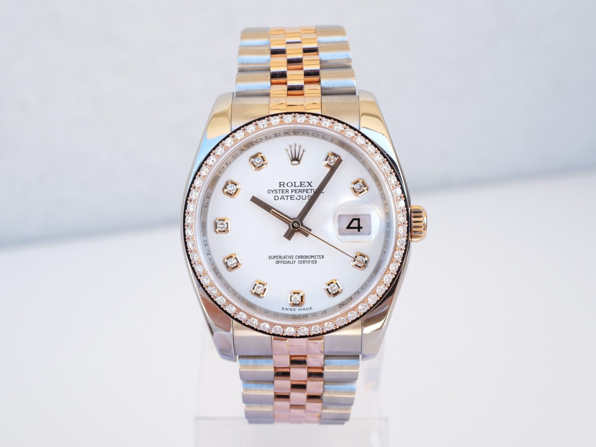 Швейцарские часы Rolex Datejust 36 Jubilee Steel Rose Gold White Diamond Dial Bezel
