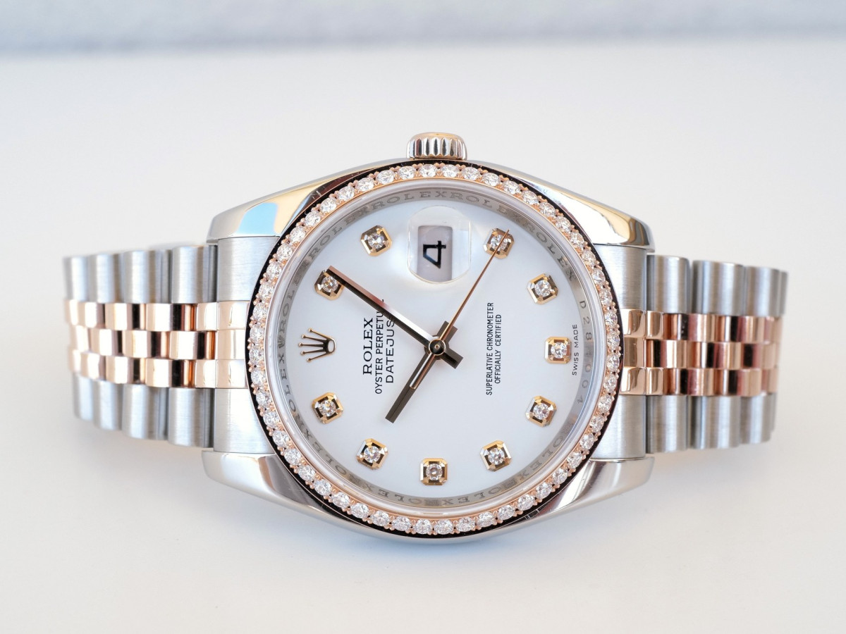 Швейцарские часы Rolex Datejust 36 Jubilee Steel Rose Gold White Diamond Dial Bezel