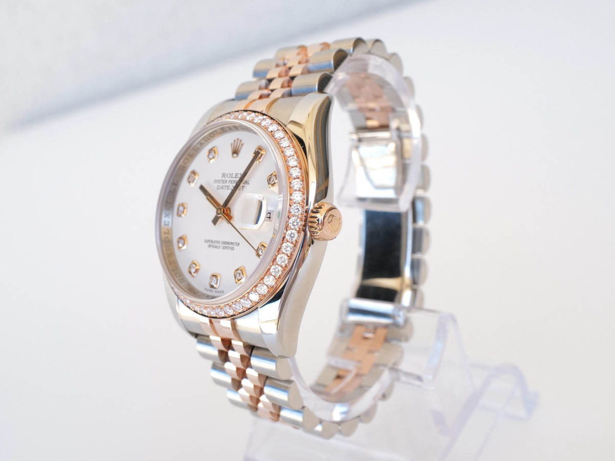Швейцарские часы Rolex Datejust 36 Jubilee Steel Rose Gold White Diamond Dial Bezel