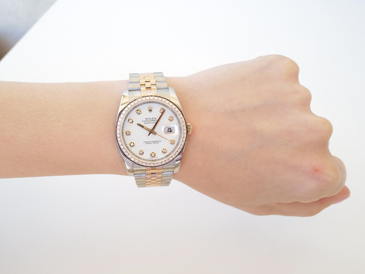 Швейцарские часы Rolex Datejust 36 Jubilee Steel Rose Gold White Diamond Dial Bezel