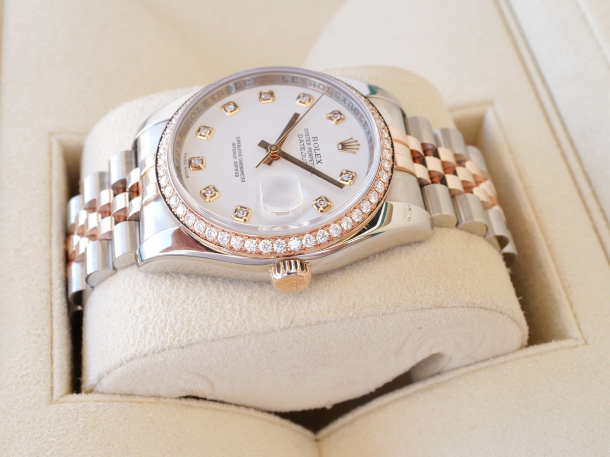 Швейцарские часы Rolex Datejust 36 Jubilee Steel Rose Gold White Diamond Dial Bezel