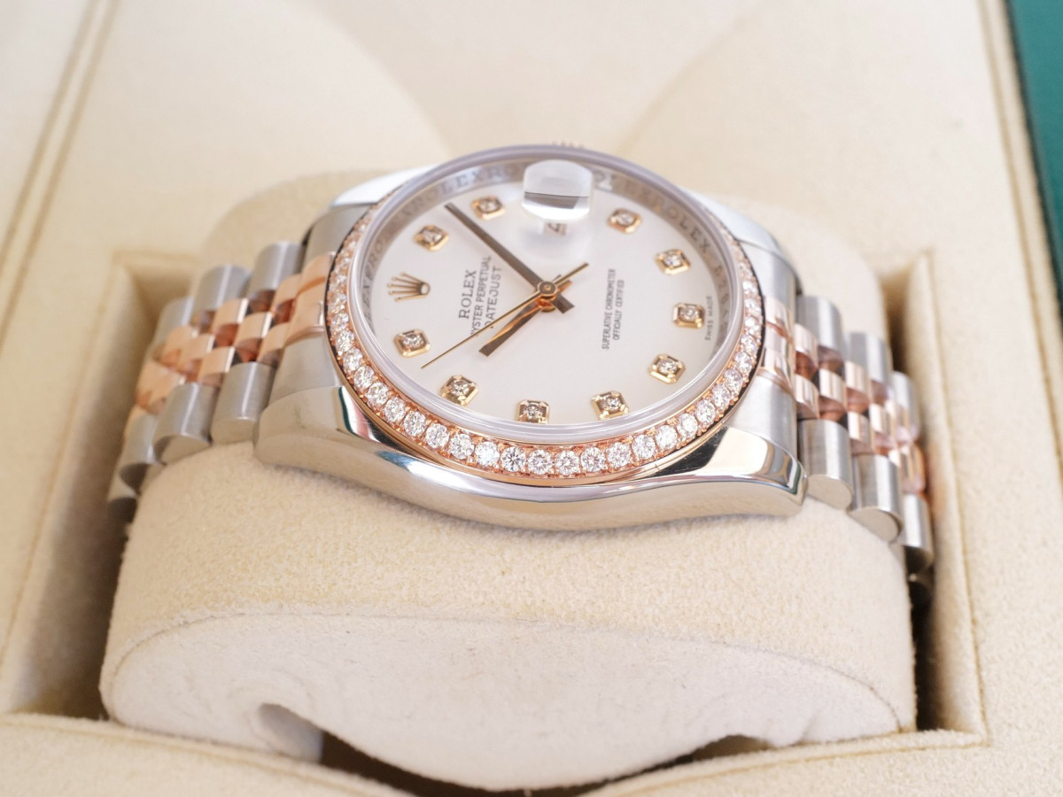 Швейцарские часы Rolex Datejust 36 Jubilee Steel Rose Gold White Diamond Dial Bezel