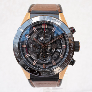 Швейцарський годинник Tag Heuer Carrera Caliber Heuer 01 Chronograph Ceramic Titanium 18K Rose Gold 45