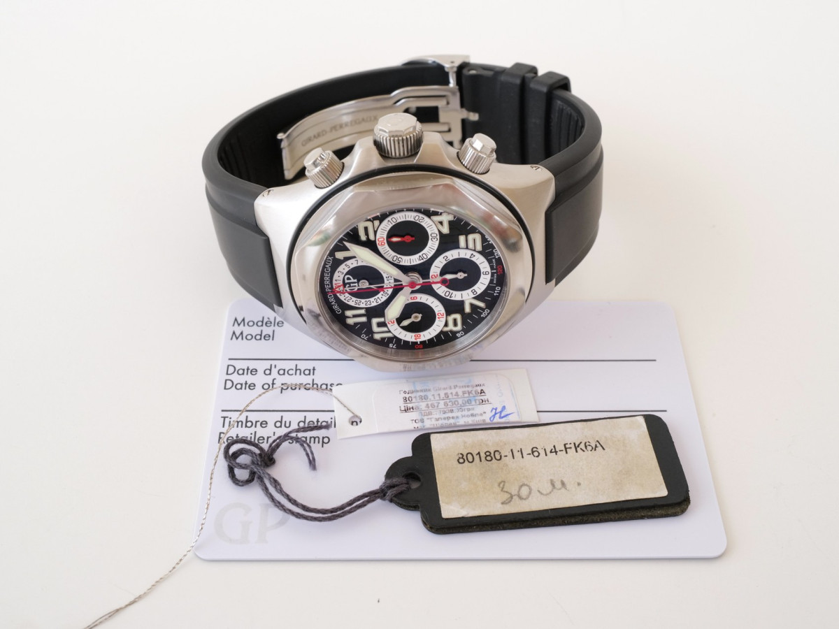 Швейцарський годинник Girard-Perregaux Laureato Evo3 Chronograph 44 Steel Black Rubber Strap