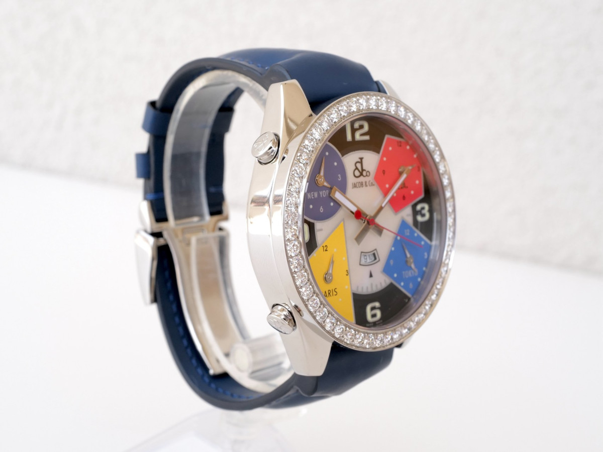 Швейцарские часы Jacob & Co. Five Time Zone 3.25ct Diamond MOP Dial 47