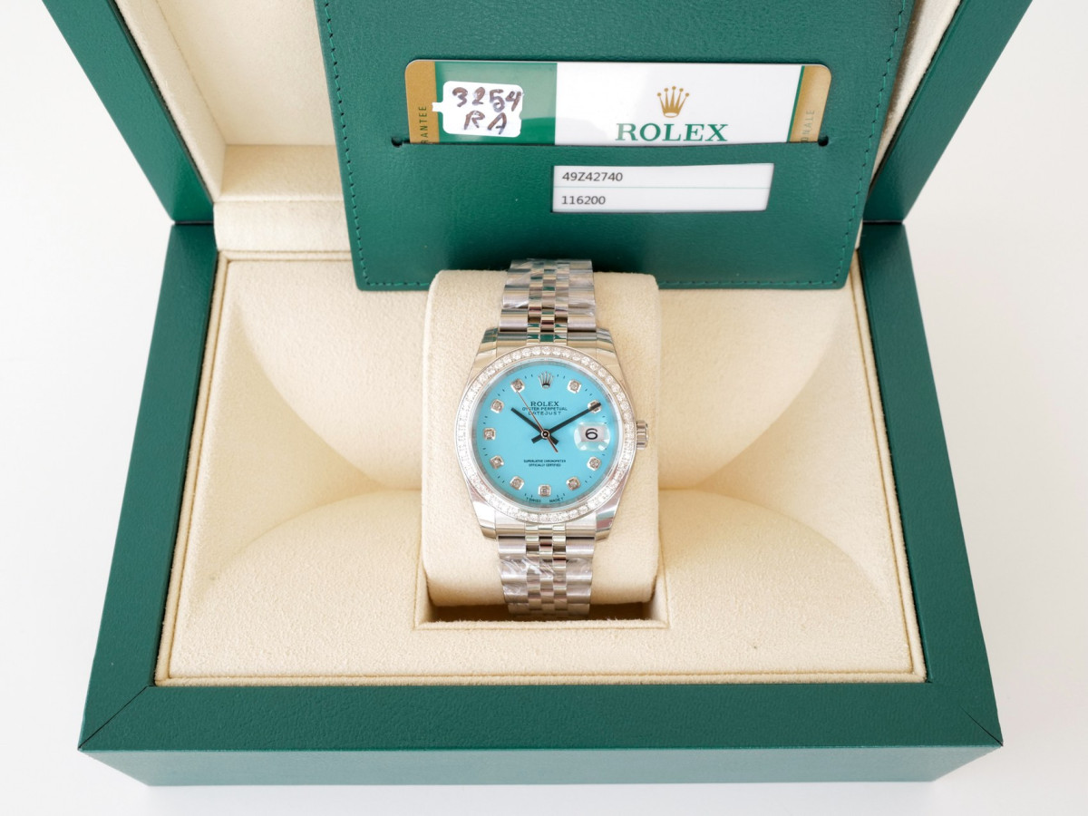 Швейцарские часы Rolex Datejust 36 Jubilee Tiffany Diamond Dial Bezel
