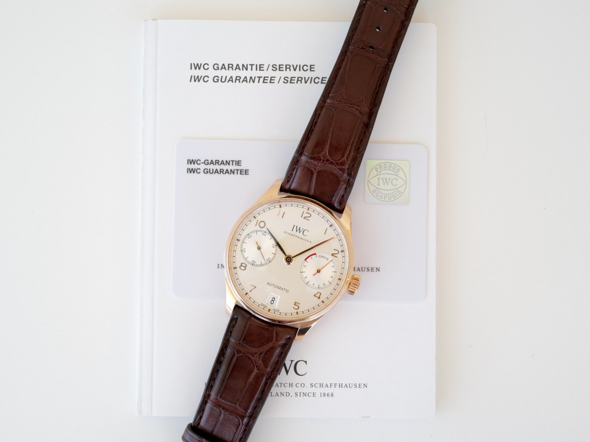 Швейцарський годинник IWC Portugieser Automatic 7 Days Power Reserve 18K Rose Gold Silver Dial 42