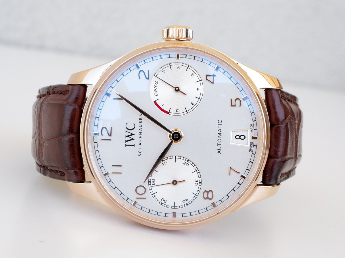 Швейцарський годинник IWC Portugieser Automatic 7 Days Power Reserve 18K Rose Gold Silver Dial 42