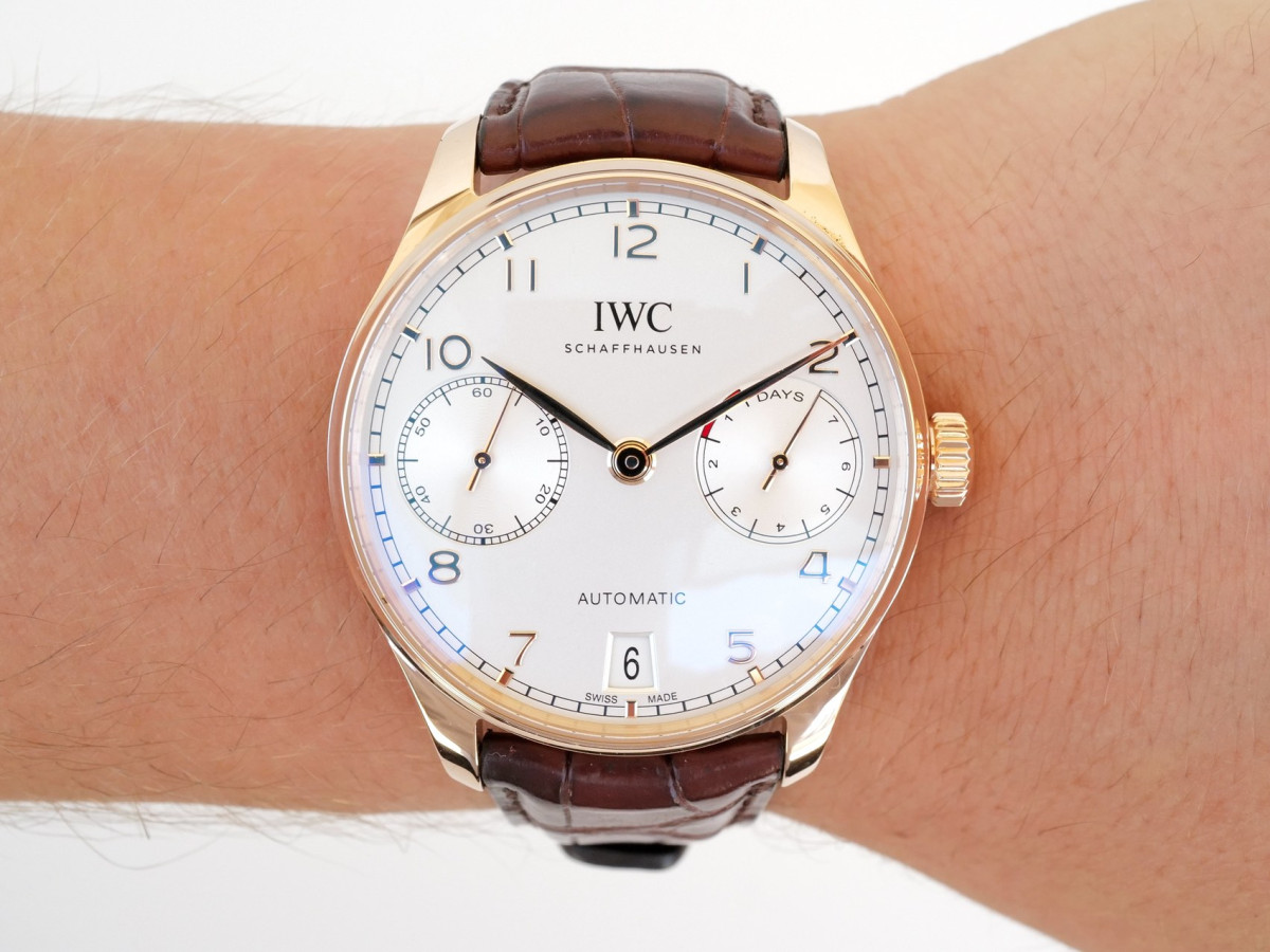 Швейцарський годинник IWC Portugieser Automatic 7 Days Power Reserve 18K Rose Gold Silver Dial 42