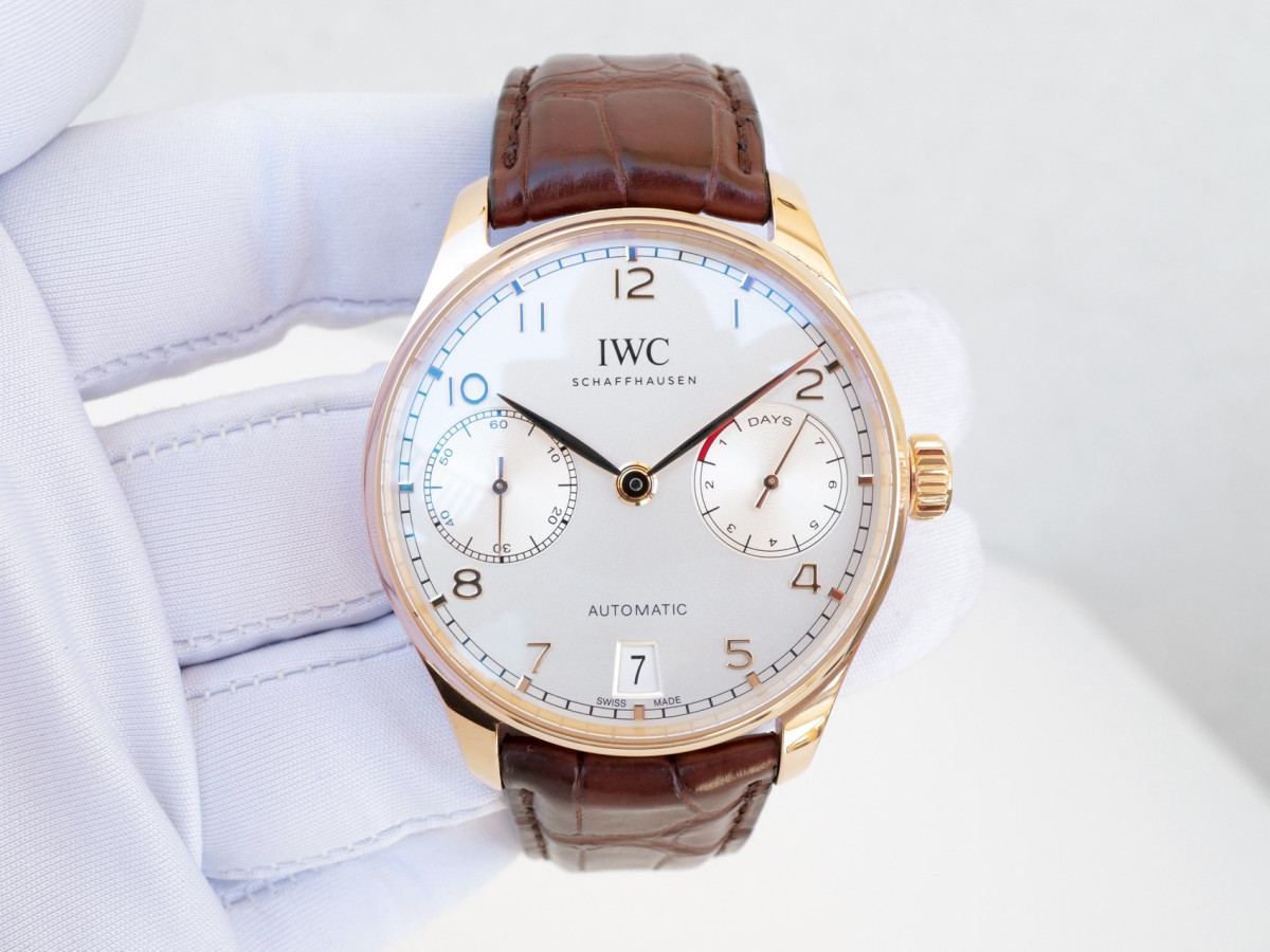 Швейцарський годинник IWC Portugieser Automatic 7 Days Power Reserve 18K Rose Gold Silver Dial 42