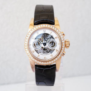 Швейцарские часы Girard-Perregaux 1966 Automatic Skeleton Chronograph 18K Rose Gold Diamonds
