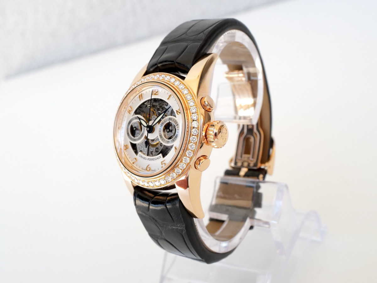 Швейцарские часы Girard-Perregaux 1966 Automatic Skeleton Chronograph 18K Rose Gold Diamonds