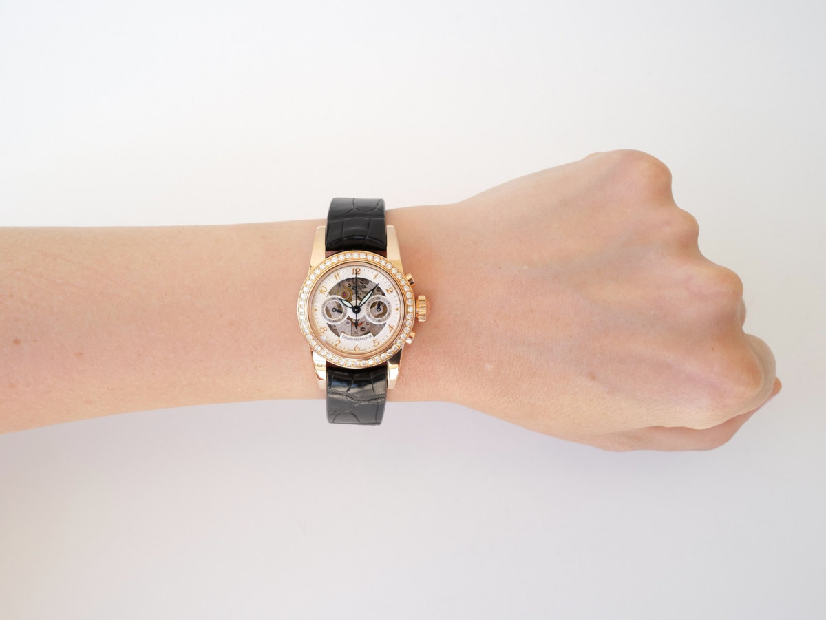 Швейцарские часы Girard-Perregaux 1966 Automatic Skeleton Chronograph 18K Rose Gold Diamonds