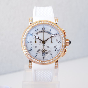 Швейцарський годинник Breguet Marine Chronograph 18K Rose Gold MOP Dial Diamonds 35