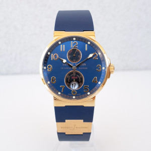 Швейцарський годинник Ulysse Nardin Marine Chronometer 18K Rose Gold Blue Dial Rubber Strap 41