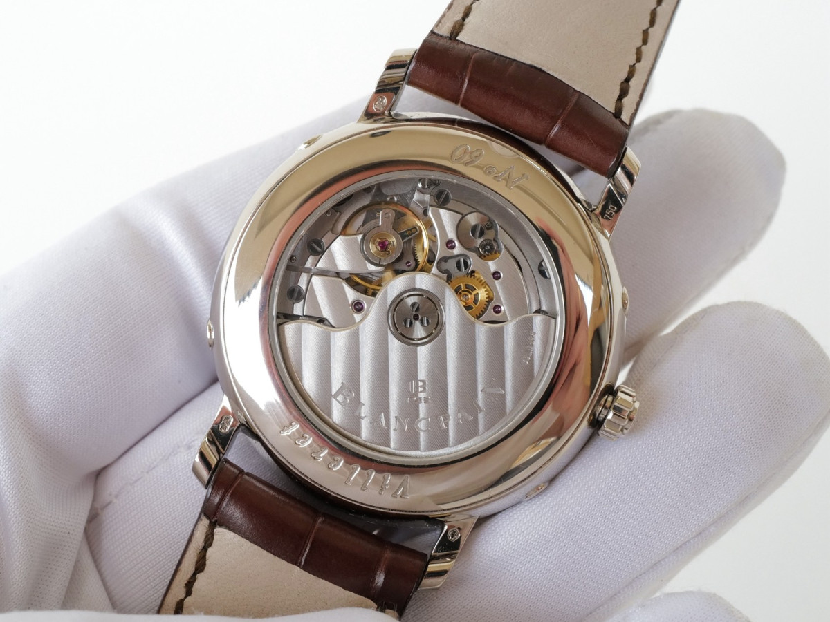 Швейцарские часы Blancpain Villeret Quantieme Triple Date Complete Calendar Moon Phase 18K White Gold Brown Dial