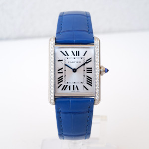 Швейцарський годинник Cartier Tank Must Large Steel Diamonds Quartz