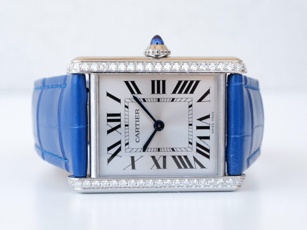 Швейцарський годинник Cartier Tank Must Large Steel Diamonds Quartz