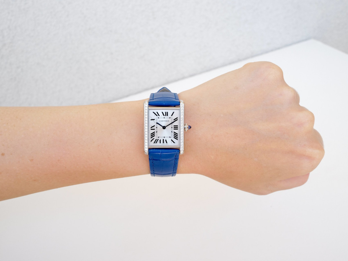 Швейцарський годинник Cartier Tank Must Large Steel Diamonds Quartz