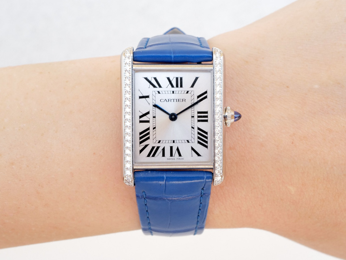 Швейцарський годинник Cartier Tank Must Large Steel Diamonds Quartz
