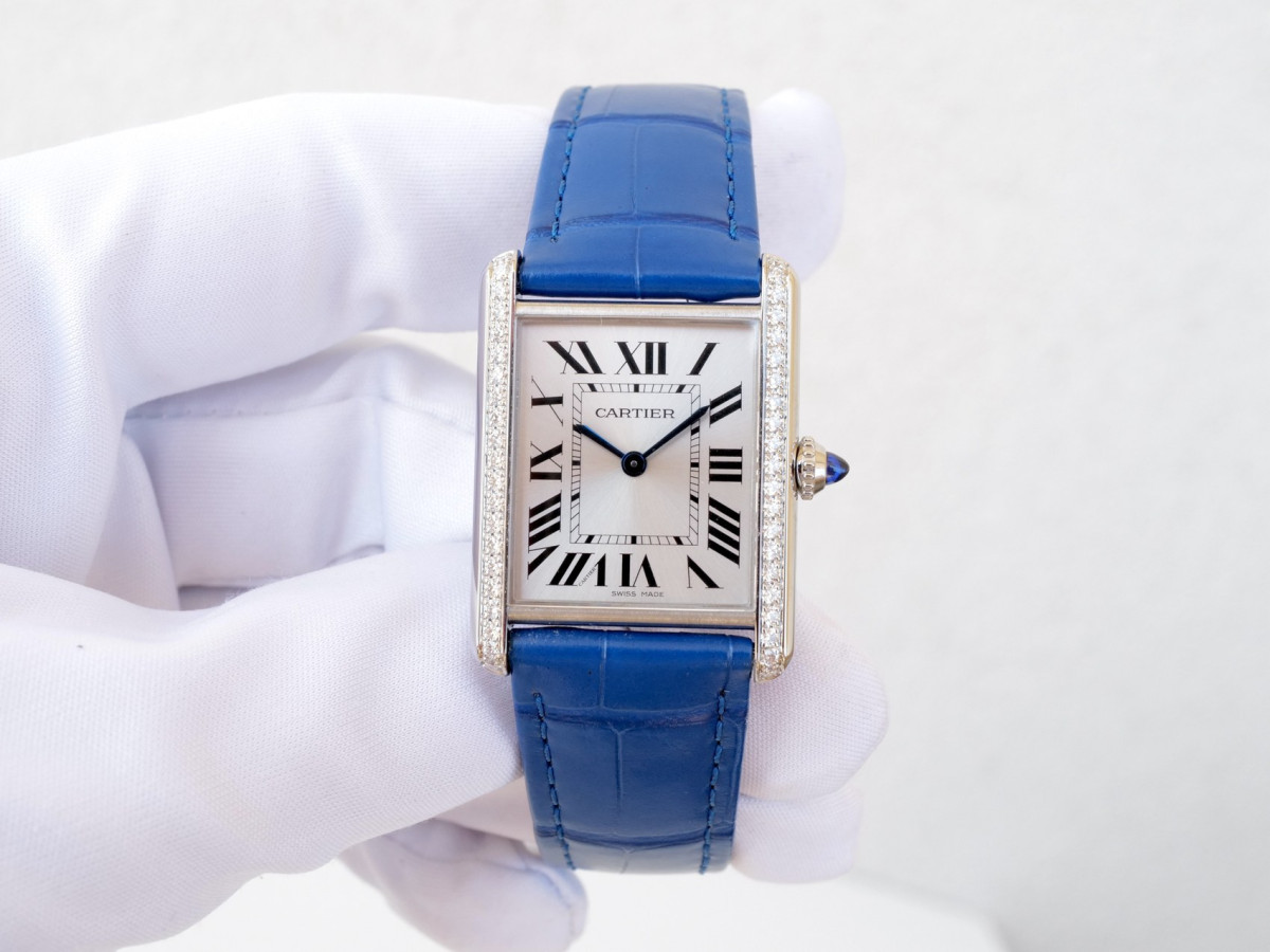 Швейцарський годинник Cartier Tank Must Large Steel Diamonds Quartz