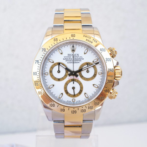 Швейцарський годинник Rolex Cosmograph Daytona 18K Yellow Gold Steel White Dial 40