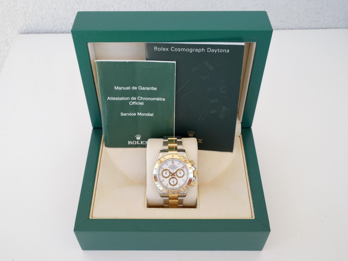 Швейцарський годинник Rolex Cosmograph Daytona 18K Yellow Gold Steel White Dial 40