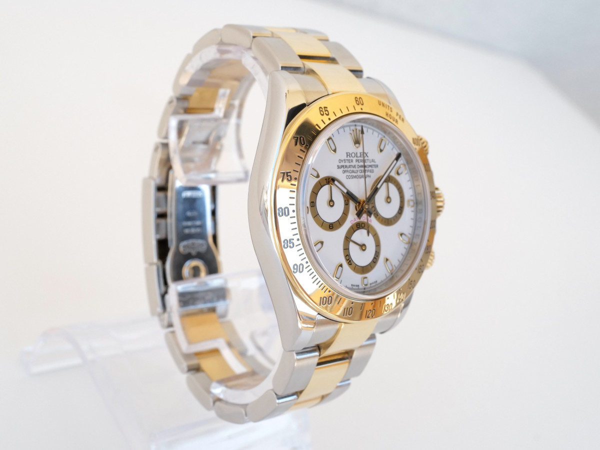Швейцарський годинник Rolex Cosmograph Daytona 18K Yellow Gold Steel White Dial 40