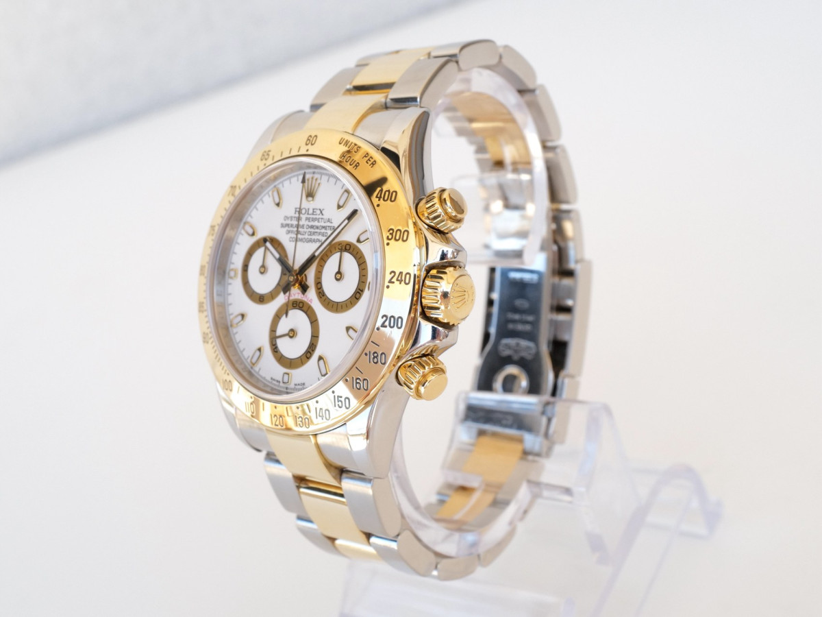Швейцарський годинник Rolex Cosmograph Daytona 18K Yellow Gold Steel White Dial 40