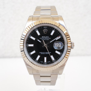 Швейцарський годинник Rolex Datejust II Oyster White Gold Steel Black Dial 41