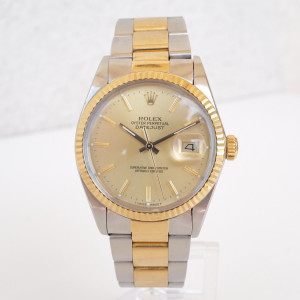 Швейцарський годинник Rolex Datejust 36 Oyster Gold Steel Champagne Dial