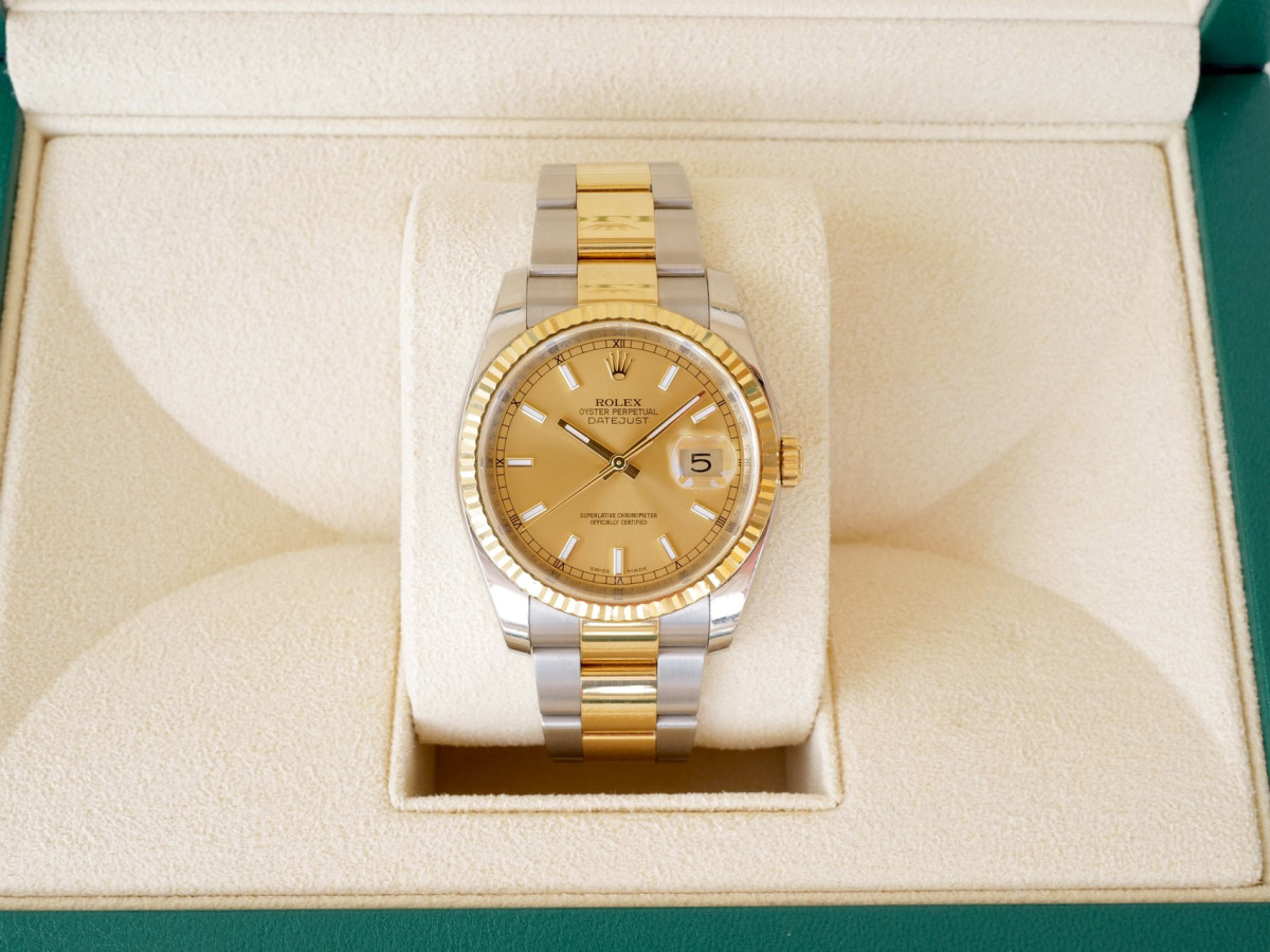 Швейцарские часы Rolex Datejust 36 Oyster Steel Gold Champagne Dial