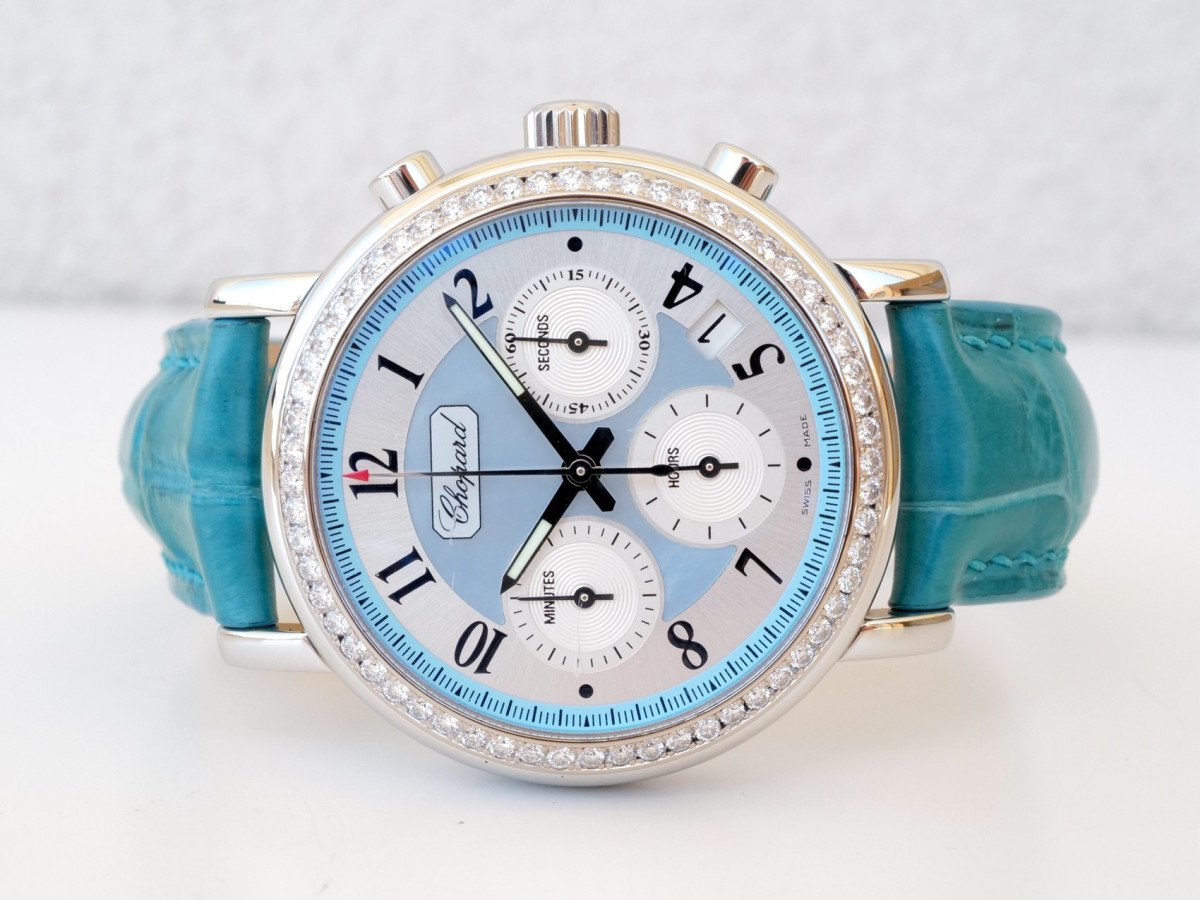 Швейцарские часы Chopard Mille Miglia Elton John Chronograph Limited Edition MOP Dial Diamonds Steel White Gold 39