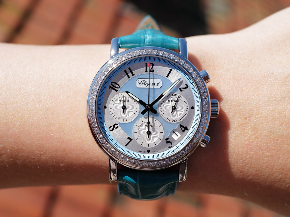 Швейцарские часы Chopard Mille Miglia Elton John Chronograph Limited Edition MOP Dial Diamonds Steel White Gold 39