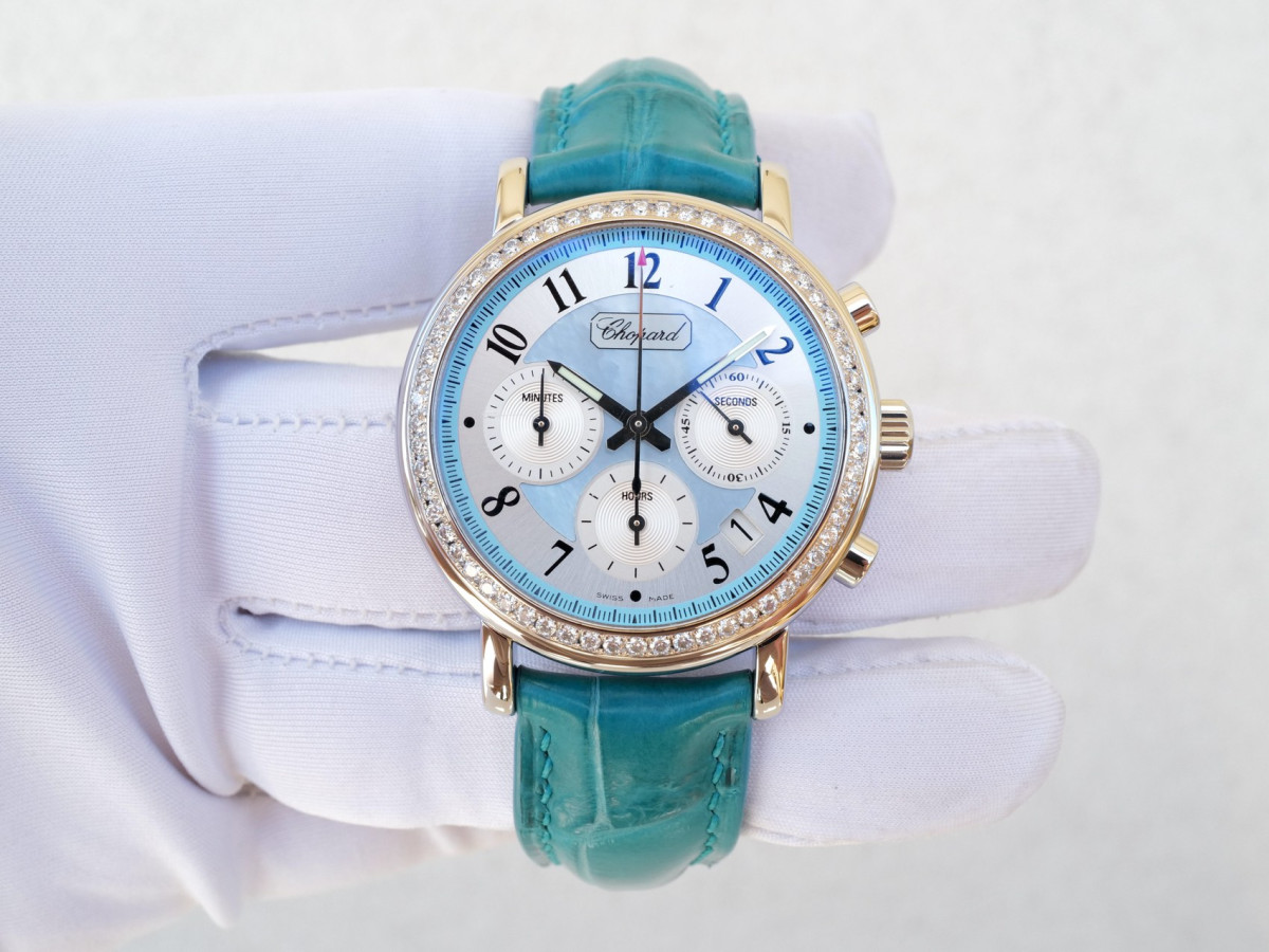 Швейцарские часы Chopard Mille Miglia Elton John Chronograph Limited Edition MOP Dial Diamonds Steel White Gold 39