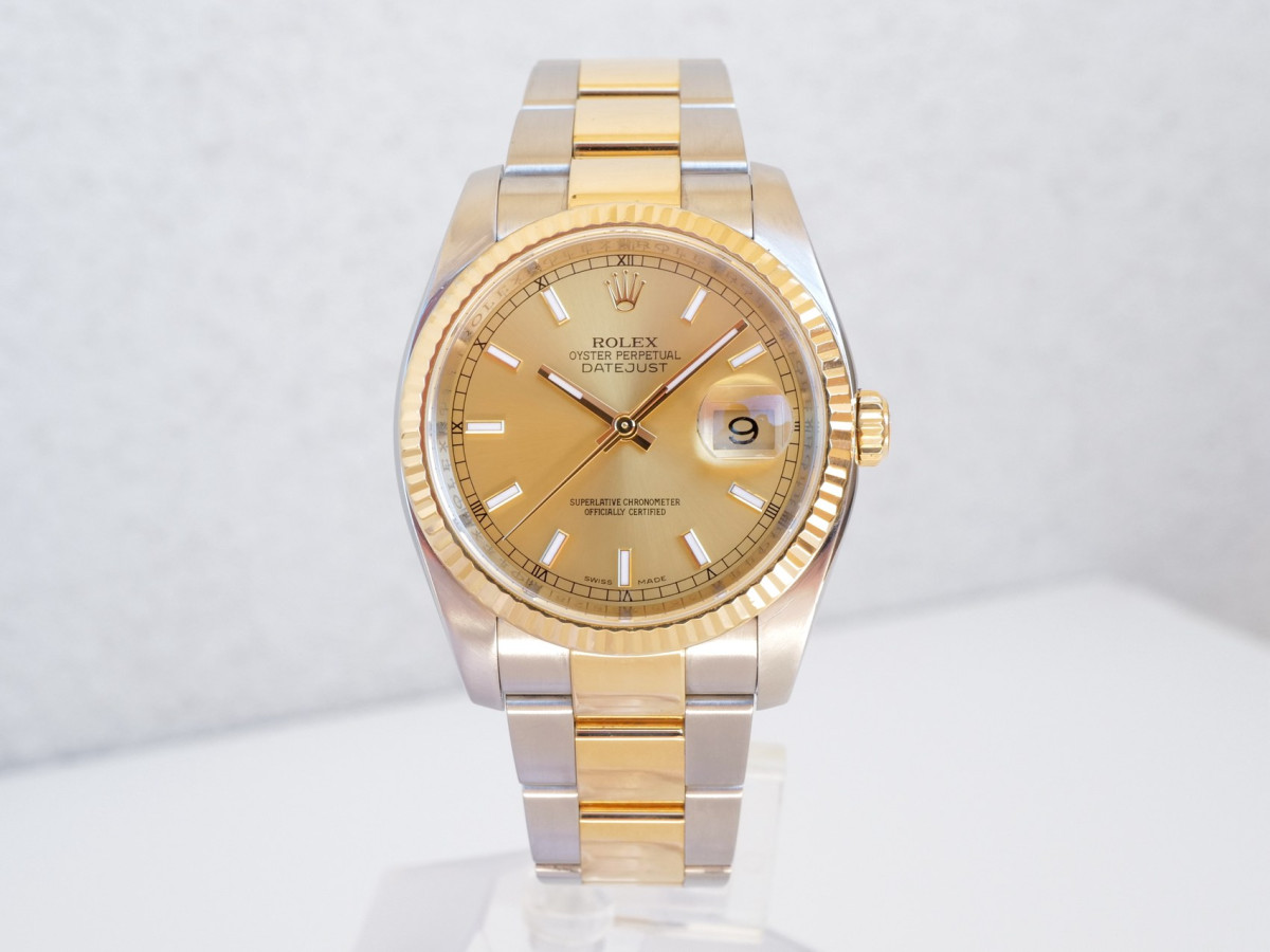 Швейцарские часы Rolex Datejust 36 Oyster Steel Gold Champagne Dial