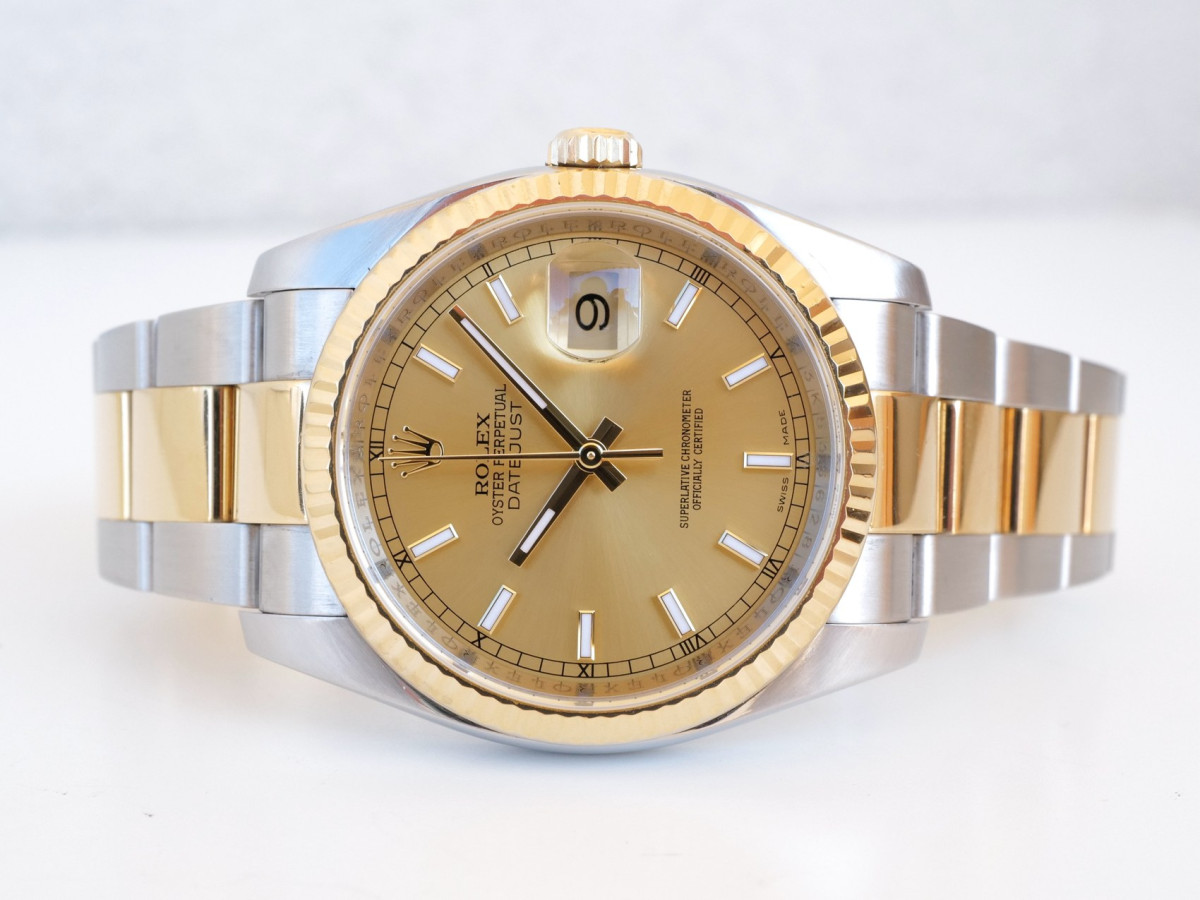 Швейцарские часы Rolex Datejust 36 Oyster Steel Gold Champagne Dial