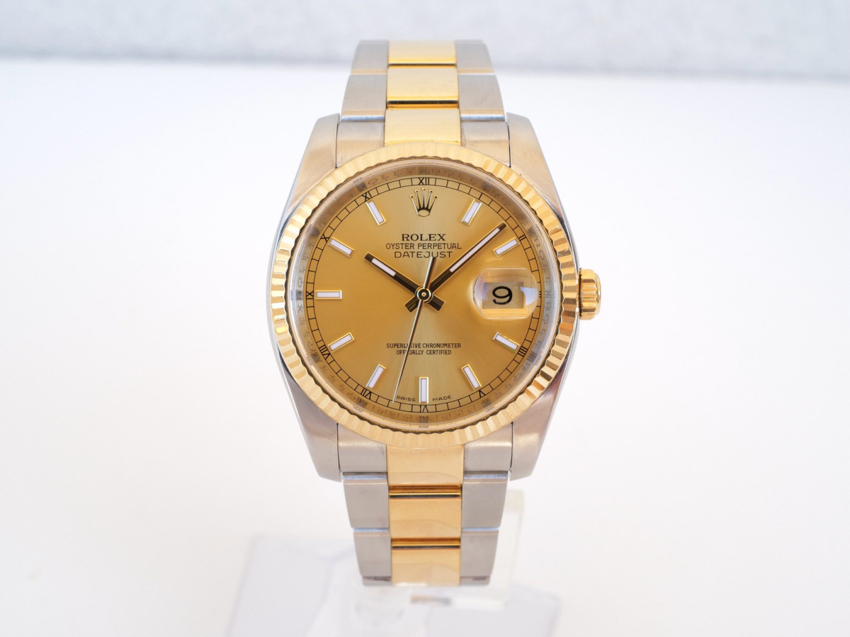Швейцарские часы Rolex Datejust 36 Oyster Steel Gold Champagne Dial