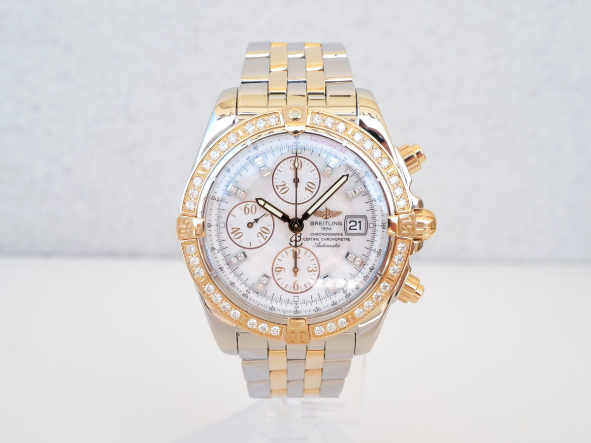 Швейцарський годинник Breitling Chronomat Evolution 18K Rose Gold Steel MOP Diamonds 44