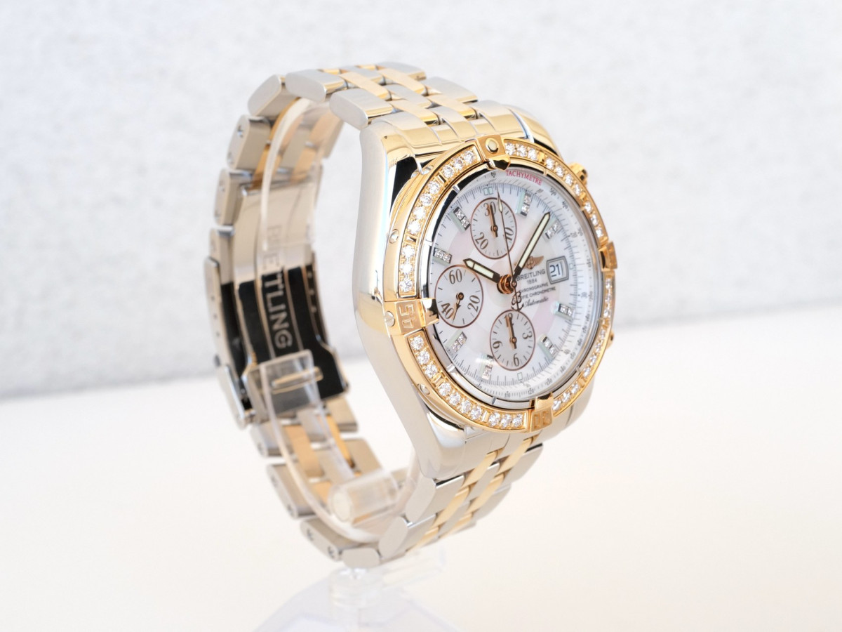 Швейцарський годинник Breitling Chronomat Evolution 18K Rose Gold Steel MOP Diamonds 44