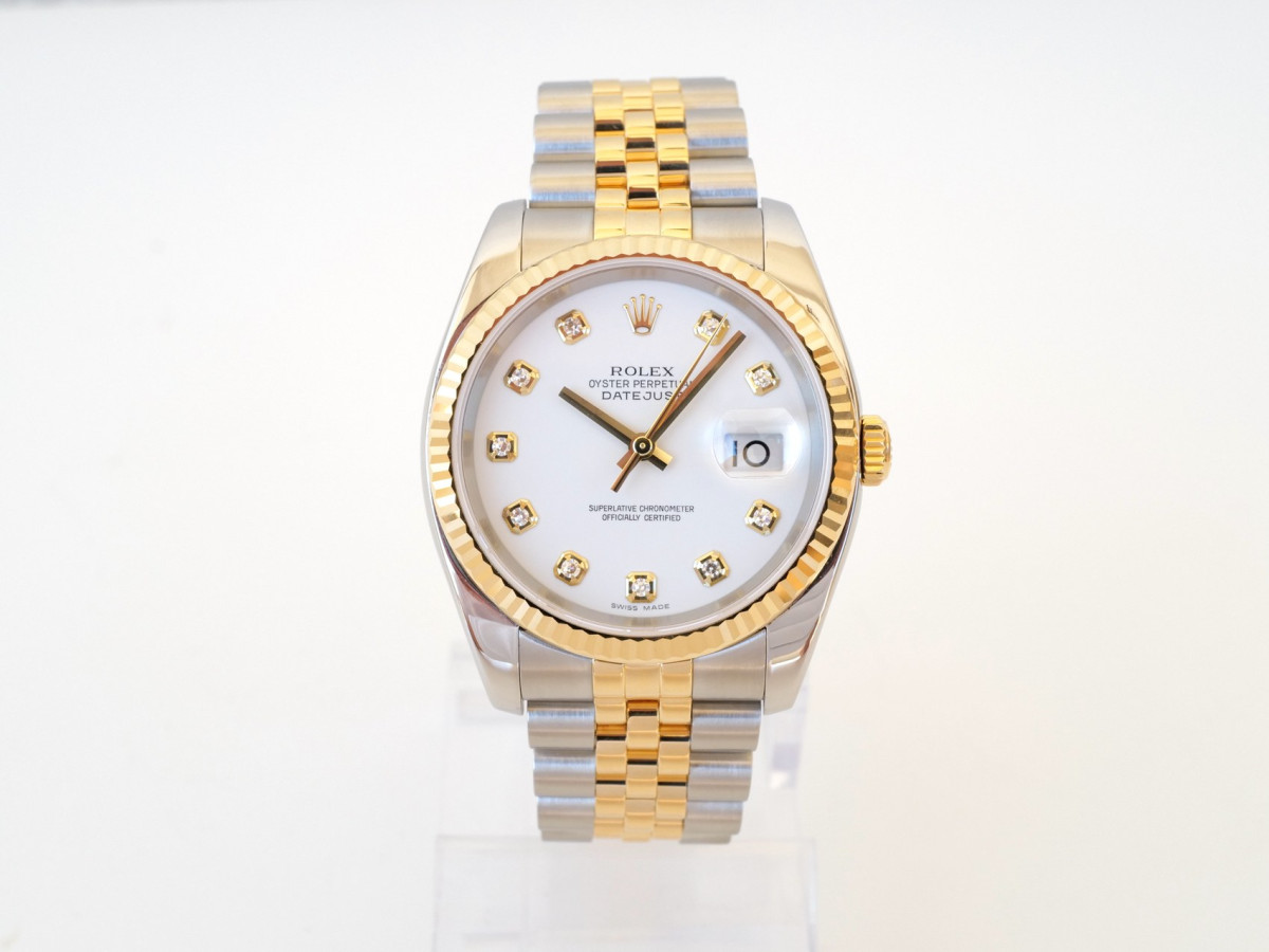 Швейцарський годинник Rolex Datejust 36 Jubilee Steel 18K Yellow Gold White Diamond Dial