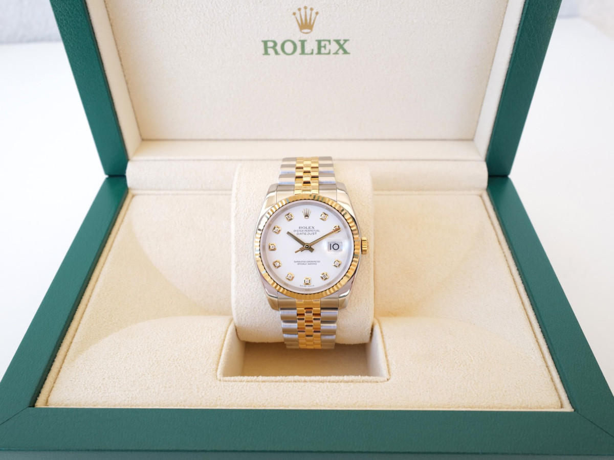 Швейцарський годинник Rolex Datejust 36 Jubilee Steel 18K Yellow Gold White Diamond Dial