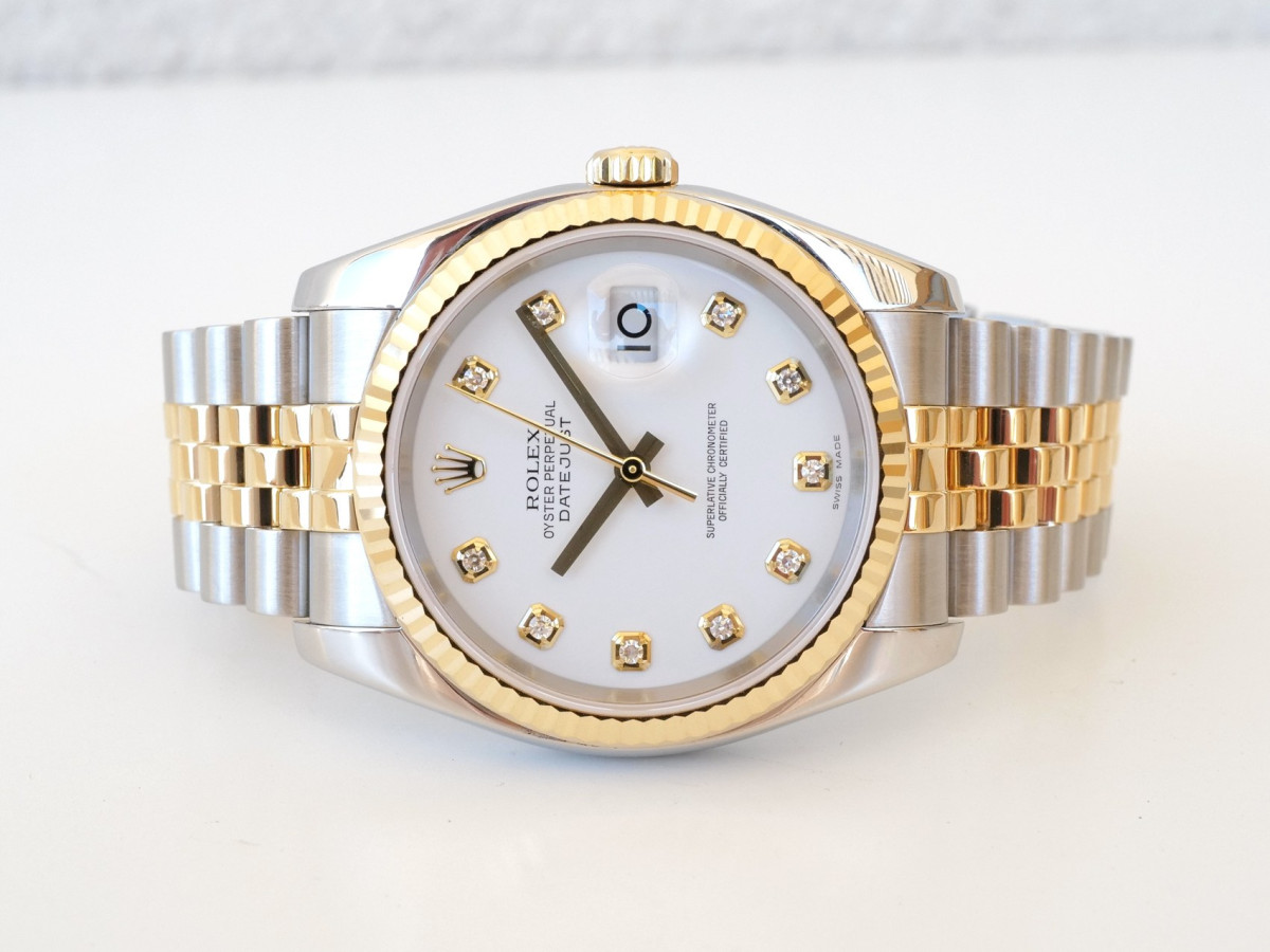 Швейцарський годинник Rolex Datejust 36 Jubilee Steel 18K Yellow Gold White Diamond Dial